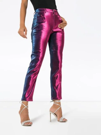 Shop Area Metallic Straight-leg Trousers In Pink