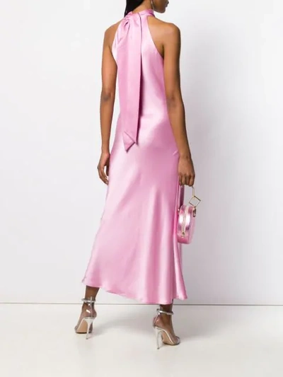 Shop Galvan Satin Halterneck Evening Dress In Pink