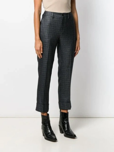 Shop Incotex Checked Cropped Trousers In Blue