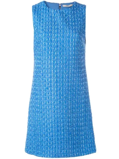 Shop Alice And Olivia Tweed Mini Dress In Blue