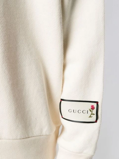 Shop Gucci The Face Print Sweatshirt In Neutrals