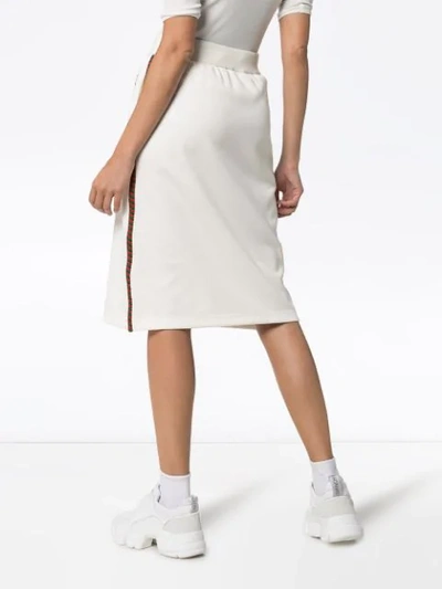 Shop Gucci Drawstring Striped Midi Skirt In White