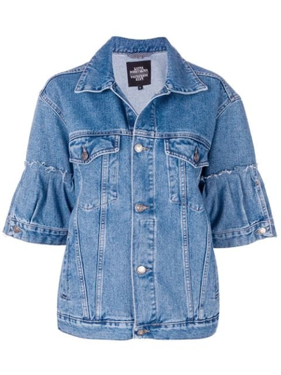 Shop Katya Dobryakova Flowers Decor Denim Jacket In Blue