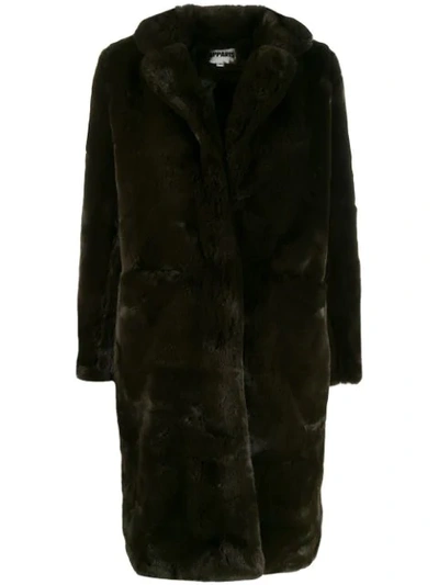 Shop Apparis Faux-fur Midi Coat In Green