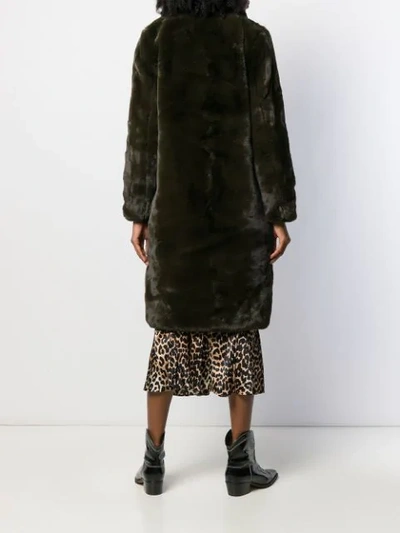 Shop Apparis Faux-fur Midi Coat In Green