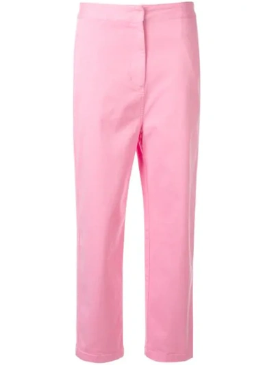 Shop Kuho Cropped Straight-leg Trousers In Pink