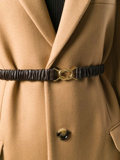 Shop Bottega Veneta Belted Single Breasted Coat In Brown