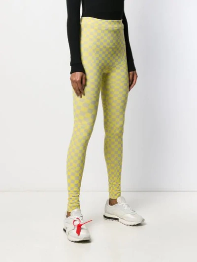 Shop Off-white Checkerboard Leggings In Yellow