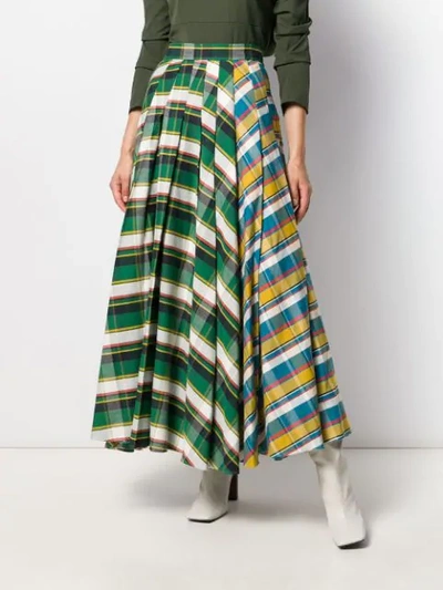 Shop A.w.a.k.e. Checked Maxi Skirt In Green