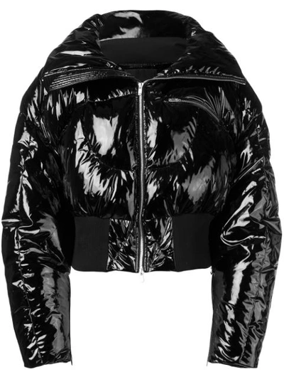 Shop Chen Peng Cropped Puffer Jacket In Black