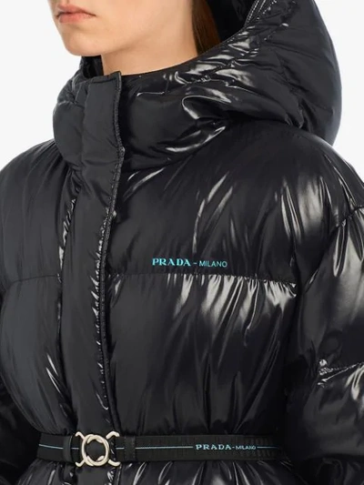 Shop Prada Logo-print Puffer Jacket - Black