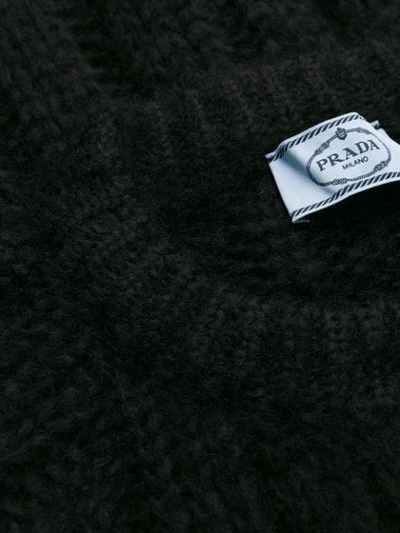 Shop Prada Open Stitch Cardigan In Black