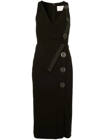 Shop Dion Lee Sleeveless Fitted Midi Dress In Black