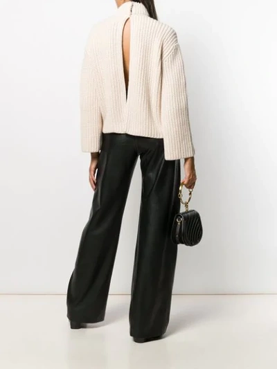 Shop Loewe Pearl Trim Open Back Jumper In Neutrals