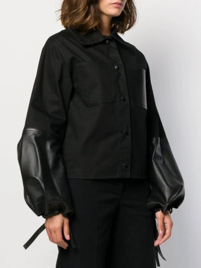 Shop Loewe Leather Cuff Button In Black