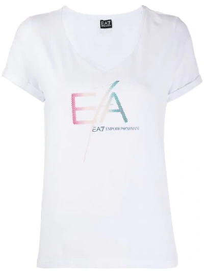 EA7 EMPORIO ARMANI LOGO PRINTED T-SHIRT - 白色