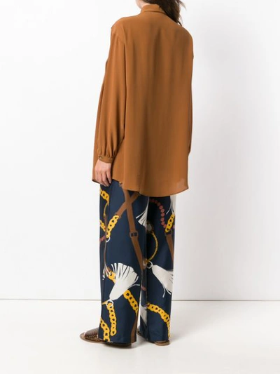 Shop Alysi Long Line Shirt - Brown