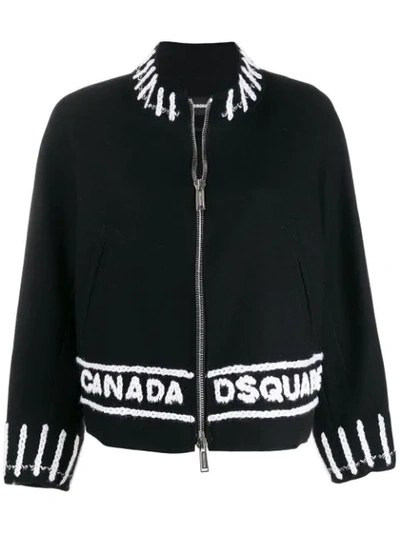 Shop Dsquared2 Logo Zipped Cardigan In Black