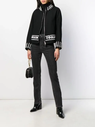 Shop Dsquared2 Logo Zipped Cardigan In Black