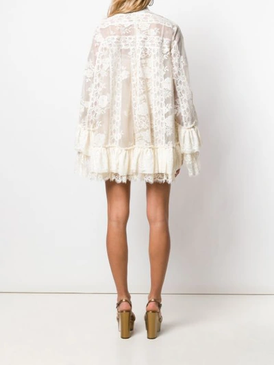 Shop Gucci Lace Shift Dress In Neutrals