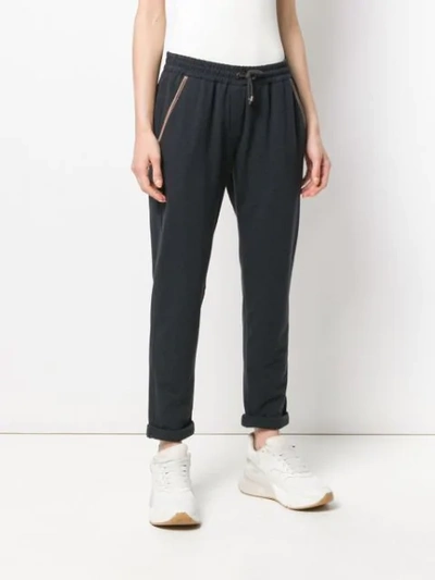 Shop Brunello Cucinelli Tapered Track Trousers In Grey