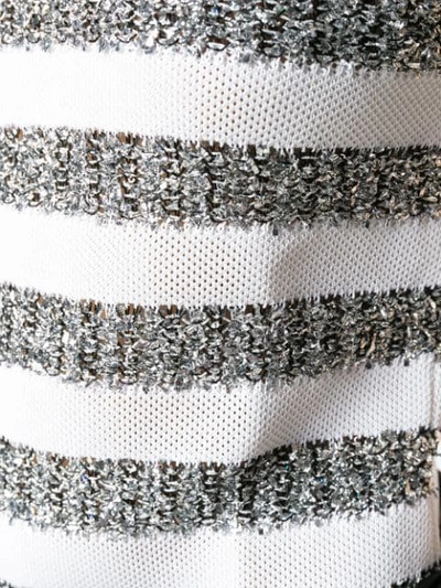 Shop Balmain Metallic Stripe Knitted Bodysuit In White