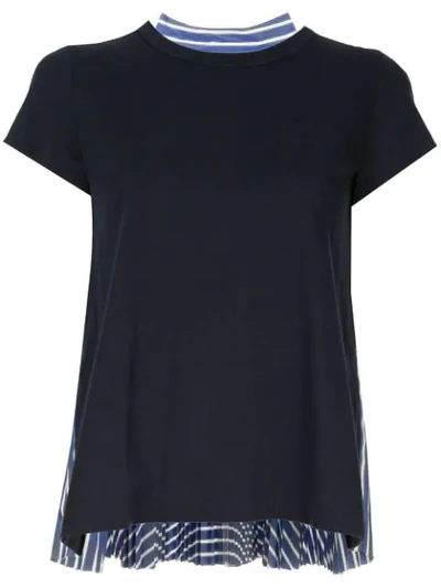 Shop Sacai Striped Back T-shirt In Blue