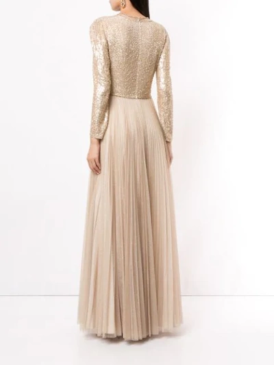 Shop Jenny Packham Embellished Dress In Gold & Quartz
