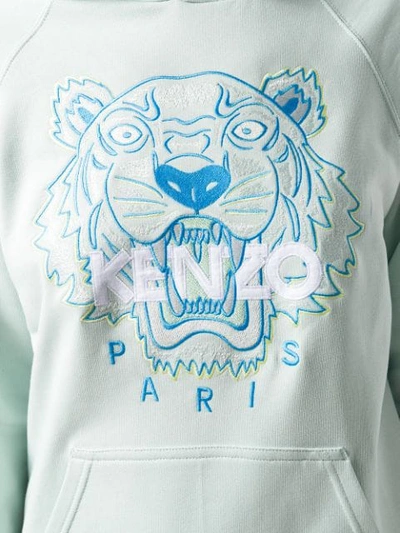 Shop Kenzo Embroidered Tiger Hoodie In Blue
