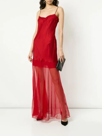 Shop Olivier Theyskens Plunge Neck Dress In Red