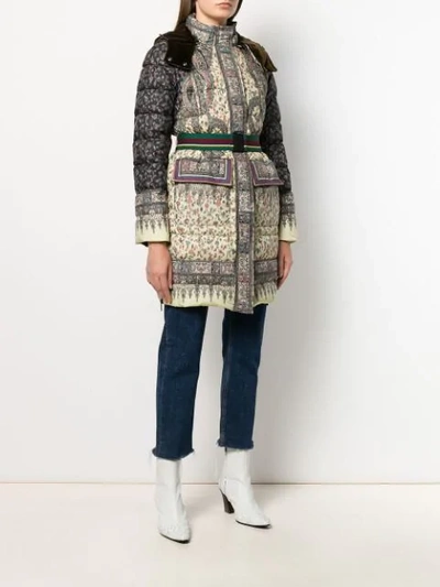 Shop Etro Padded Paisley Coat In 800 Green