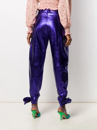 Shop Attico High Waisted Metallic Trousers In 012 Viola