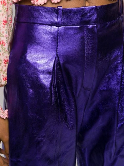 Shop Attico High Waisted Metallic Trousers In 012 Viola