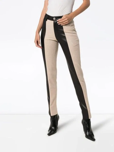 Shop Blindness Striped Faux-leather Trousers In Black