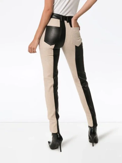 Shop Blindness Striped Faux-leather Trousers In Black