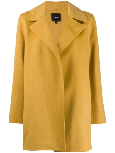 Shop Theory Single Breasted Short Coat In Yellow