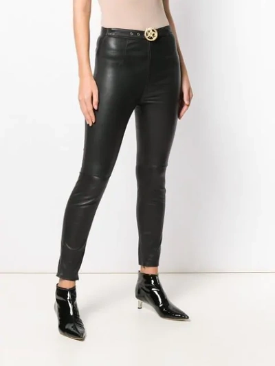 Shop Just Cavalli Belted Skinny Trousers In Black