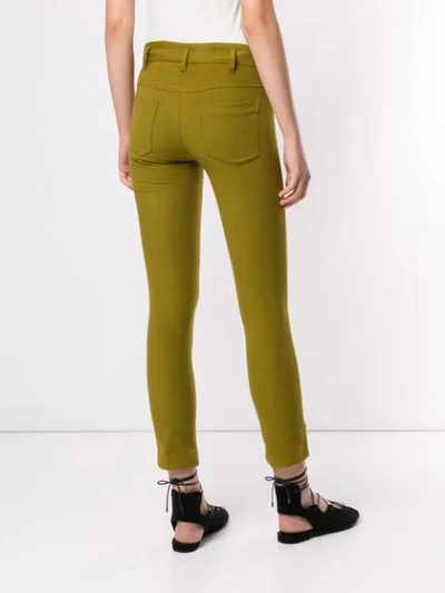 Shop Ann Demeulemeester Cropped Skinny Fit Trousers In Green