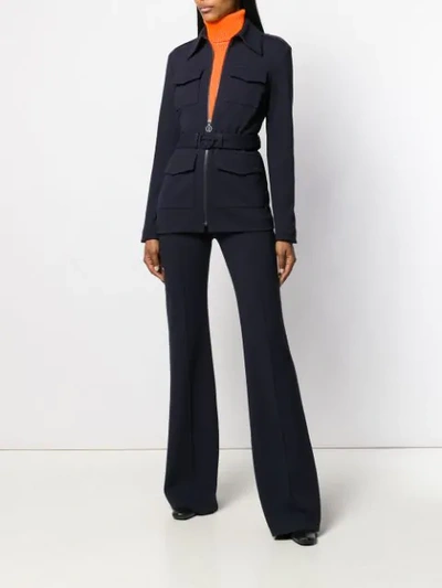 Shop Victoria Victoria Beckham Belted Fitted Jacket In Blue