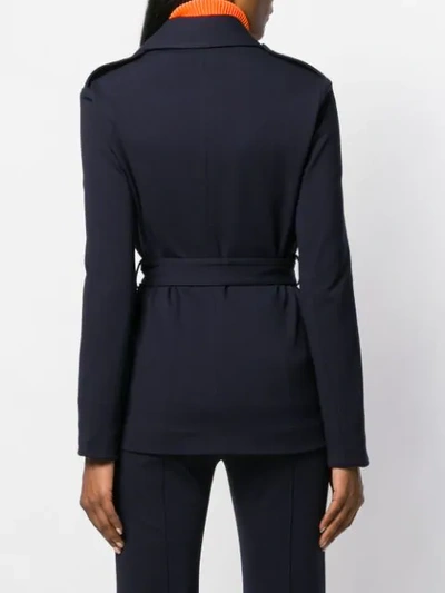 Shop Victoria Victoria Beckham Belted Fitted Jacket In Blue