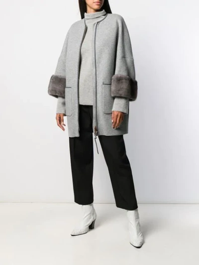 Shop Agnona Zipped Overcoat In Grey