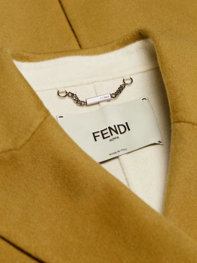 Shop Fendi Fur Trim Double-breasted Coat - Brown