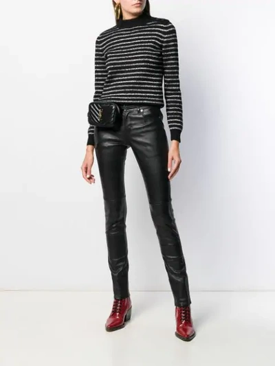 Shop Saint Laurent Metallic Stripes Jumper In Black