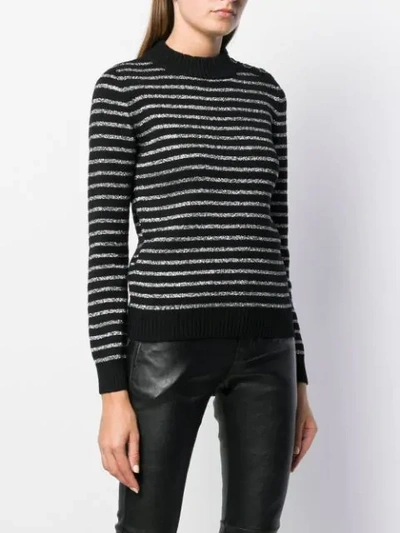 Shop Saint Laurent Metallic Stripes Jumper In Black