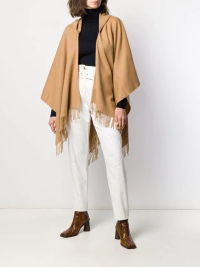 Shop Snobby Sheep Hooded Woven Cape In Neutrals