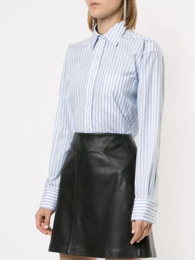 Shop Alexander Wang Long-sleeve Shirt Bodysuit In Blue/ White Stripe 989