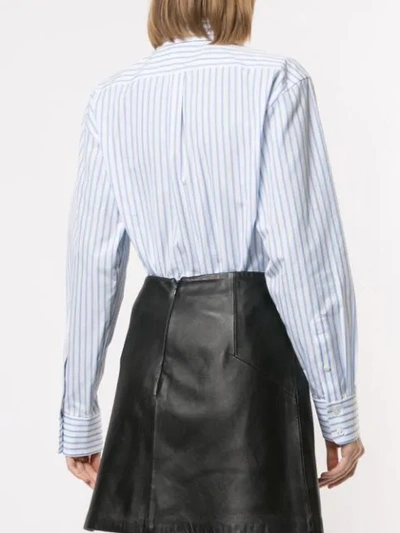 Shop Alexander Wang Long-sleeve Shirt Bodysuit In Blue/ White Stripe 989