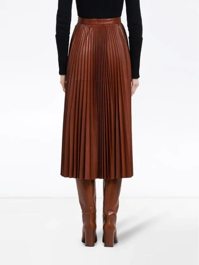 Shop Prada Sunray Pleated Skirt In Brown