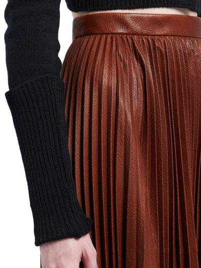 Shop Prada Sunray Pleated Skirt In Brown