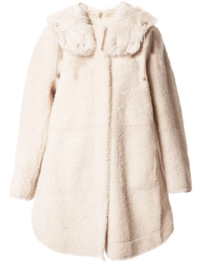 Shop Yves Salomon Hooded Fur Midi Coat In Brown